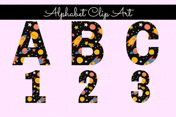 Alphabet Space Clip Art: A-Z, Numbers & Transparent PNGs