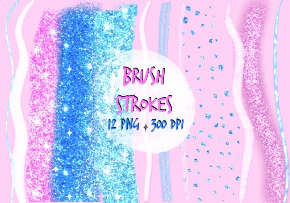 Blue Glitter Brush Strokes Clipart