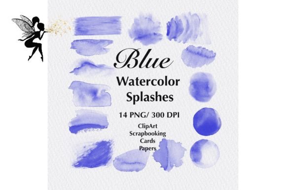 Blue Watercolor Splashes, Clipart: A Creative Toolkit for Designers and Makers