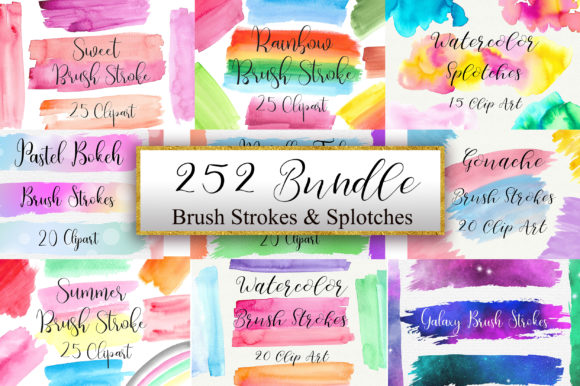Bundle Brush Strokes Clip Art for Designers