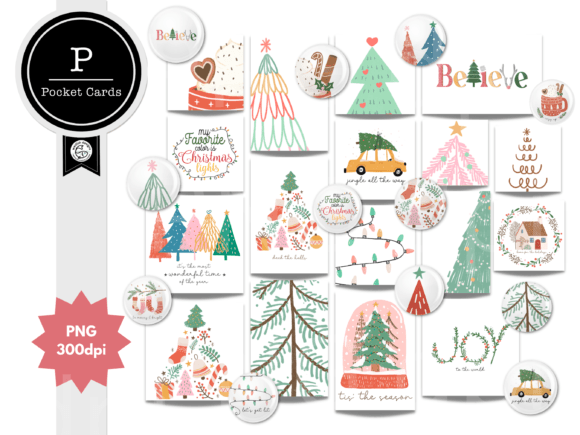 Christmas Pocket Cards Flairs: Holiday Digital Assets