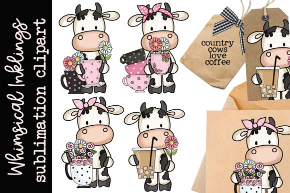 Country Cows Love Coffee Clipart: A Whimsical Addition to Modern Crafting