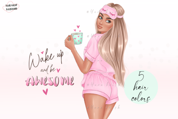 Morning Coffee Girl Fashion Clipart: A Versatile Design Resource for Creators
