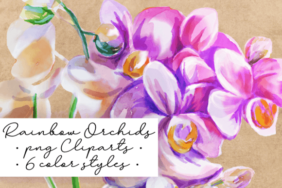 Rainbow Watercolor Orchid Pride Clip Art