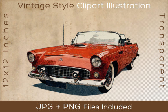 Red Ford Convertible Classic Car: Vintage Art for Creators