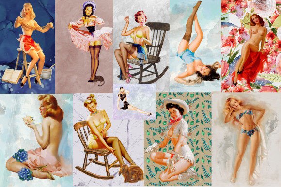 Retro Pin-up Girls with Background 8
