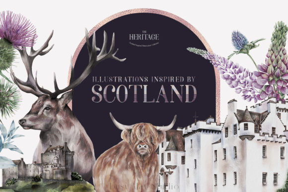 Scotland Inspired Watercolor Clip Art