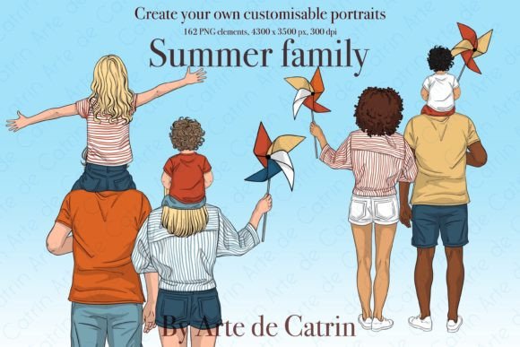 Summer Family Clipart: Beach Family Designs