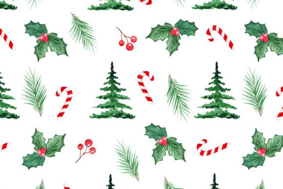 Watercolor Winer Greenery Paper for Festive Projects